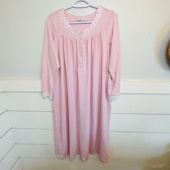 Eileen West Vintage Light Pink Lace Collar Soft Comfortable Nightgown Size PS - Picture 1 of 7